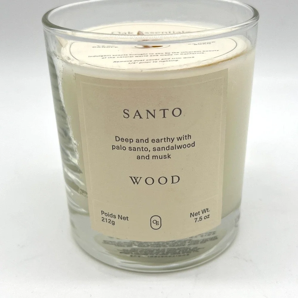 Oak Essentials Santo Wood Candle Women 7.5 oz White Earthy Palo Santo Sandalwood